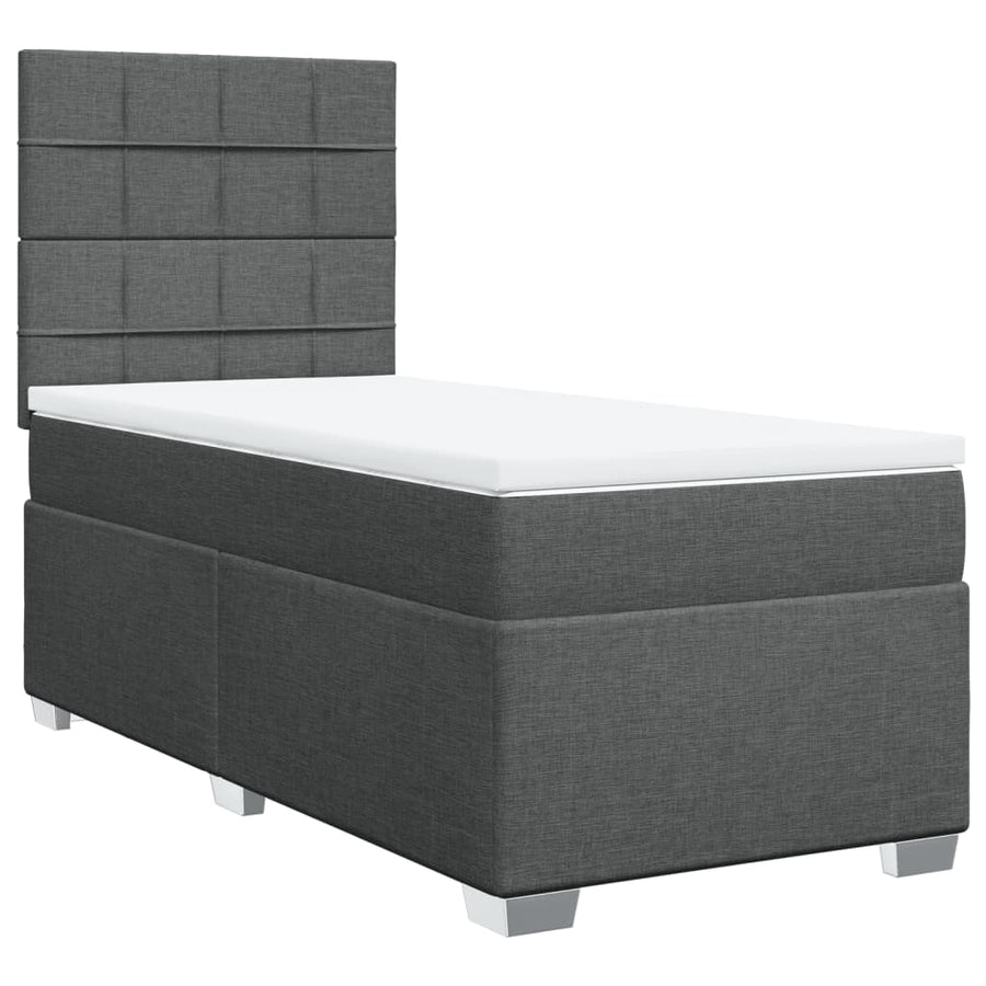 Boxspring met matras stof donkergrijs 90x200 cm