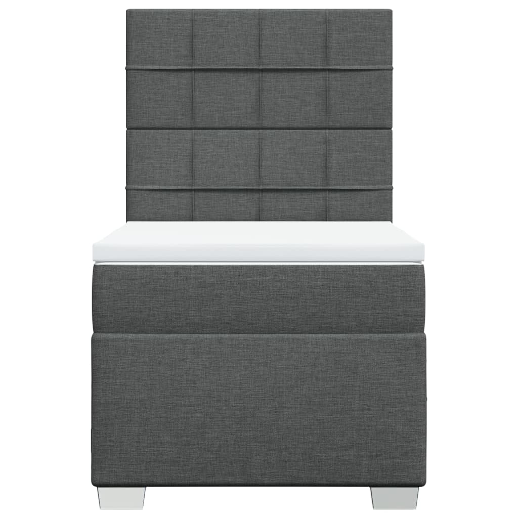 Boxspring met matras stof donkergrijs 90x200 cm