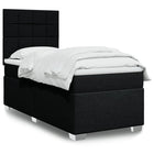 Box spring with mattress fabric black 90x200 cm