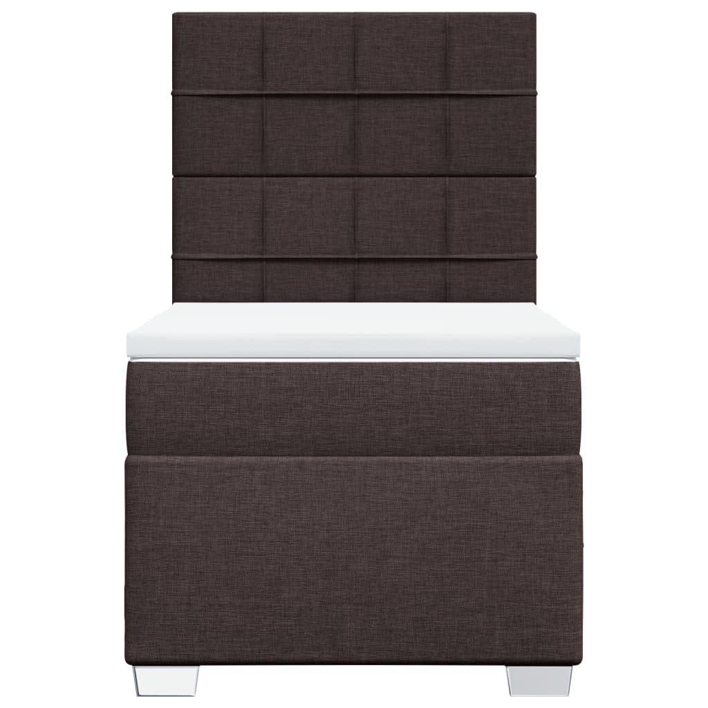 Boxspring met matras stof donkerbruin 90x200 cm