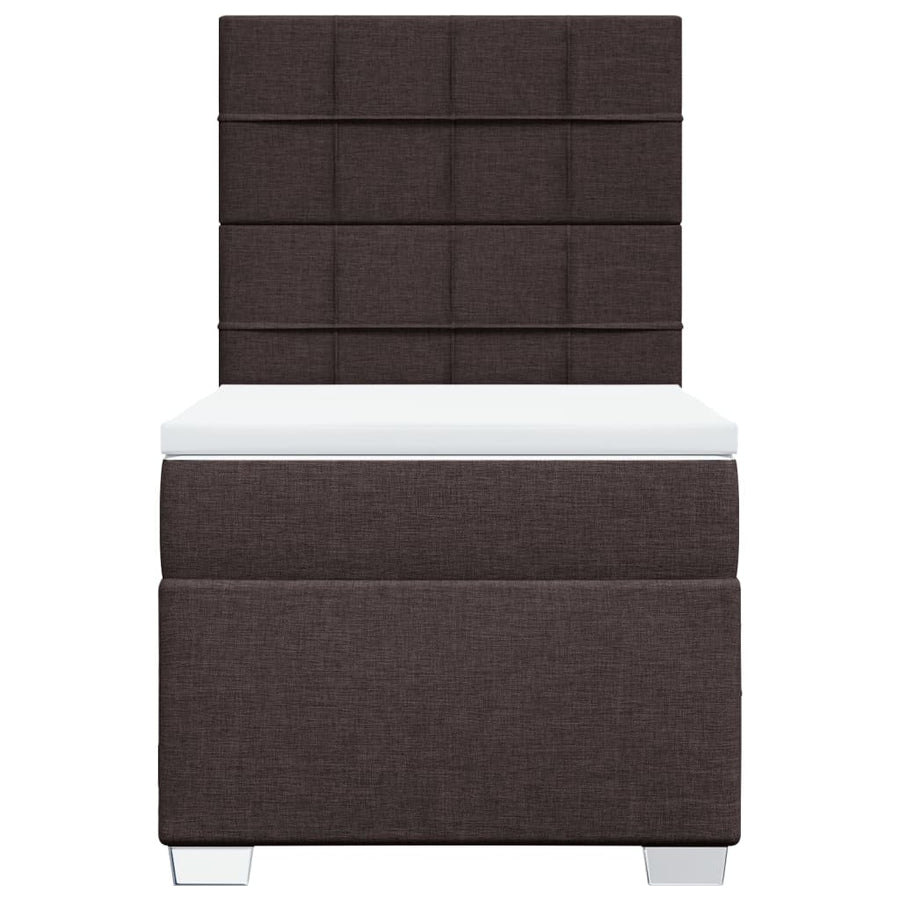 Boxspring met matras stof donkerbruin 90x200 cm