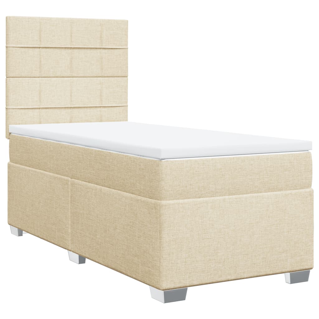 Boxspring met matras stof crèmekleurig 90x200 cm