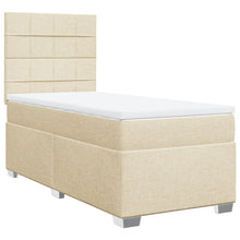 Boxspring met matras stof crèmekleurig 90x200 cm