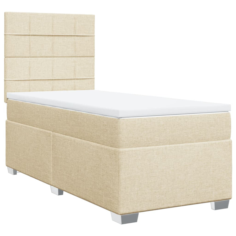 Boxspring met matras stof crèmekleurig 90x200 cm