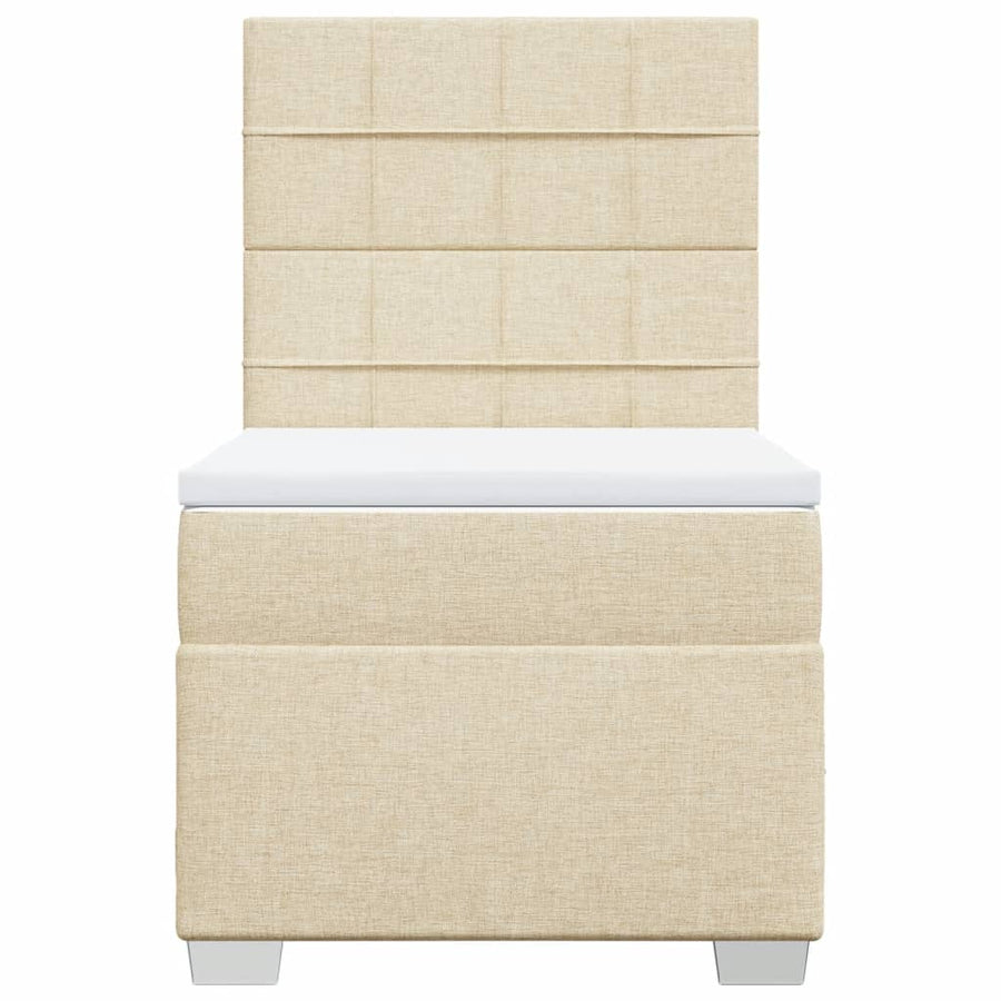 Boxspring met matras stof crèmekleurig 90x200 cm