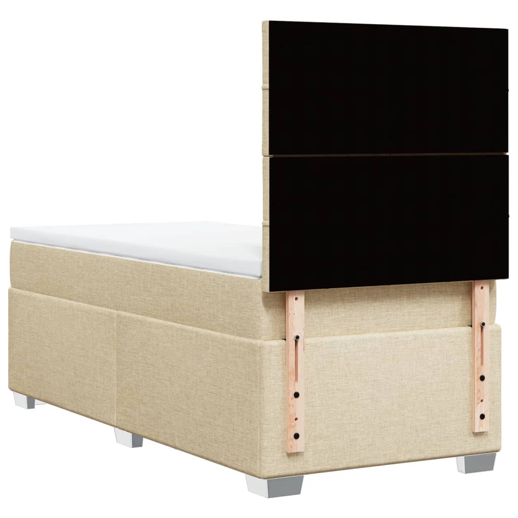 Boxspring met matras stof crèmekleurig 90x200 cm