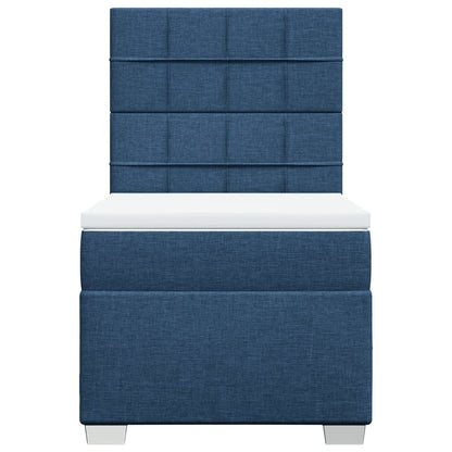 Boxspring met matras stof blauw 90x200 cm