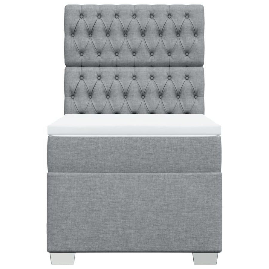 Boxspring met matras stof lichtgrijs 90x200 cm