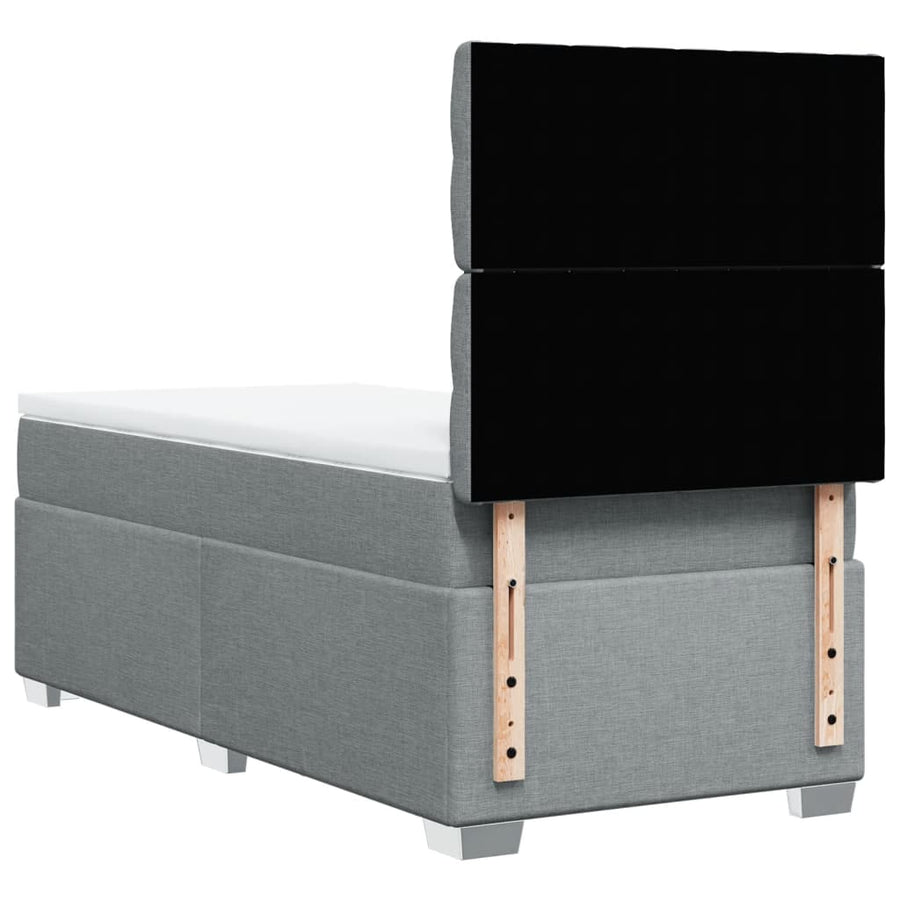 Boxspring met matras stof lichtgrijs 90x200 cm