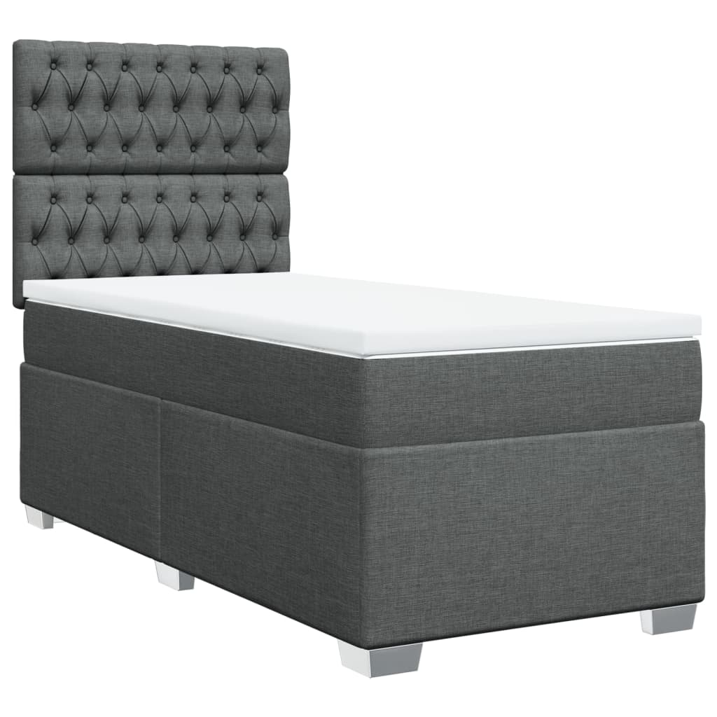 Boxspring met matras stof donkergrijs 90x200 cm
