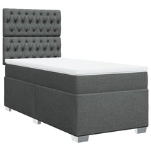 Boxspring met matras stof donkergrijs 90x200 cm