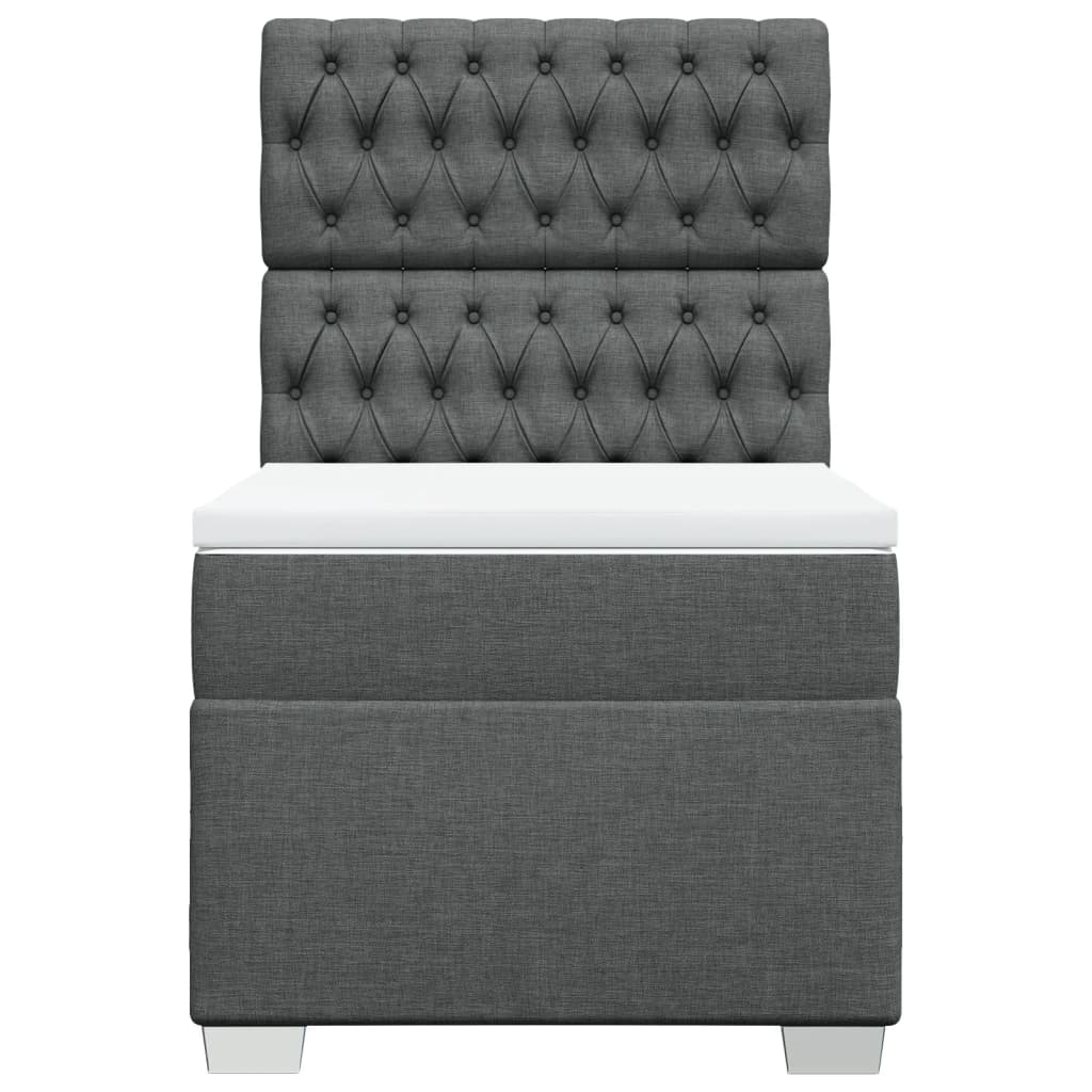 Boxspring met matras stof donkergrijs 90x200 cm