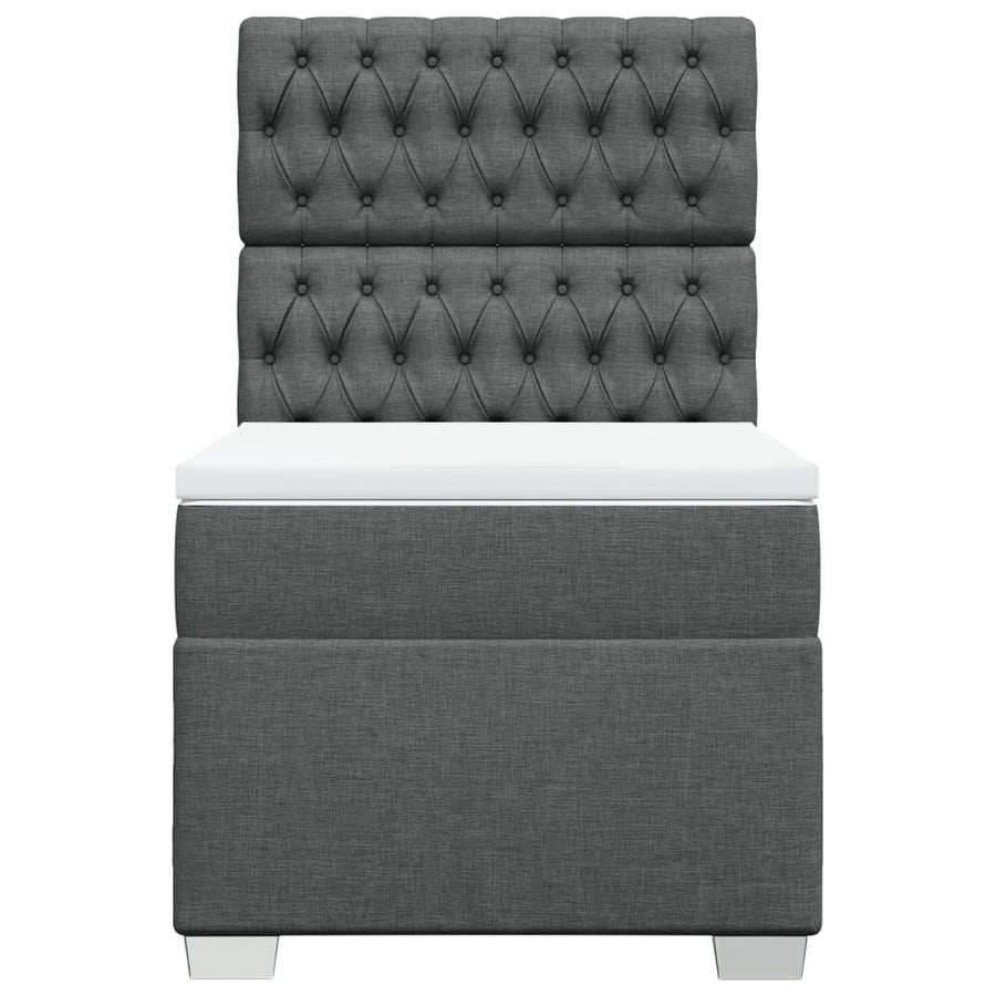 Boxspring met matras stof donkergrijs 90x200 cm