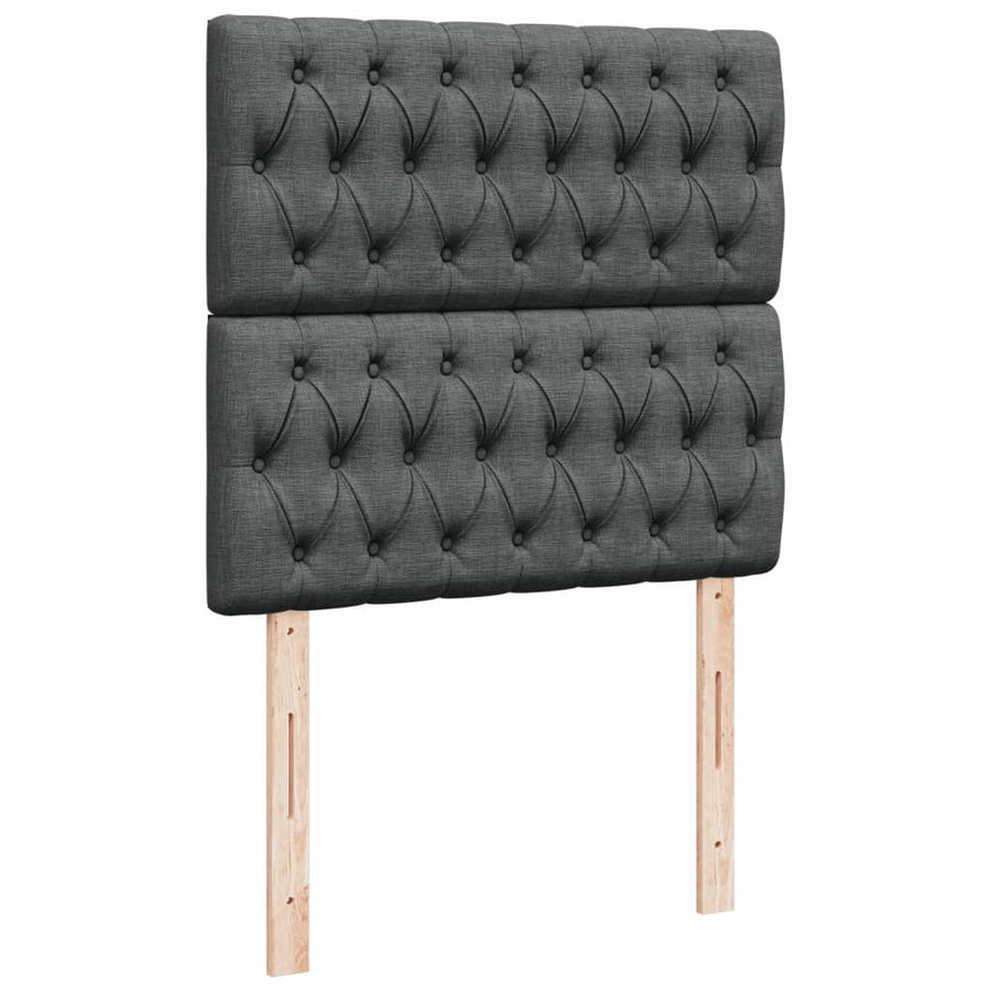 Boxspring met matras stof donkergrijs 90x200 cm