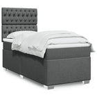 Fabric box spring with mattress dark grey 90x200 cm