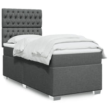 Boxspring met matras stof donkergrijs 90x200 cm