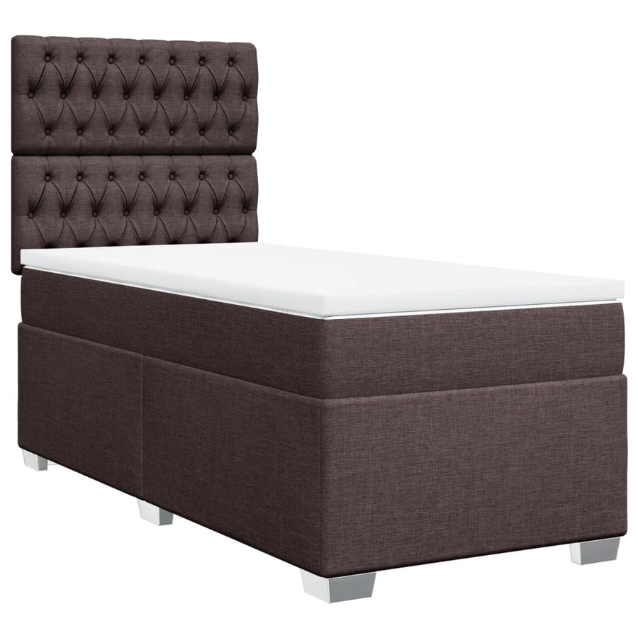 Boxspring met matras stof donkerbruin 90x200 cm
