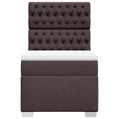 Boxspring met matras stof donkerbruin 90x200 cm