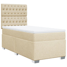 Boxspring met matras stof crèmekleurig 90x200 cm