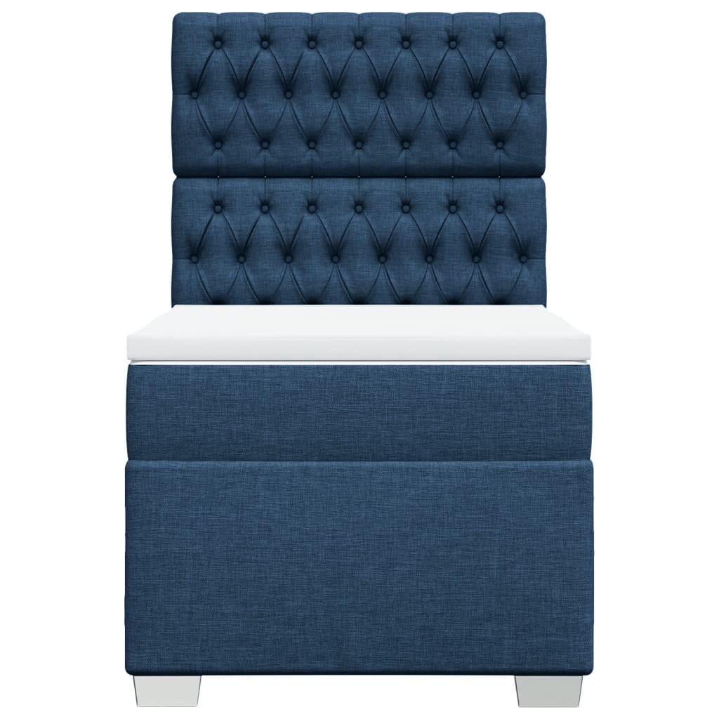 Boxspring met matras stof blauw 90x200 cm