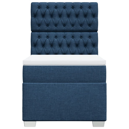 Boxspring met matras stof blauw 90x200 cm