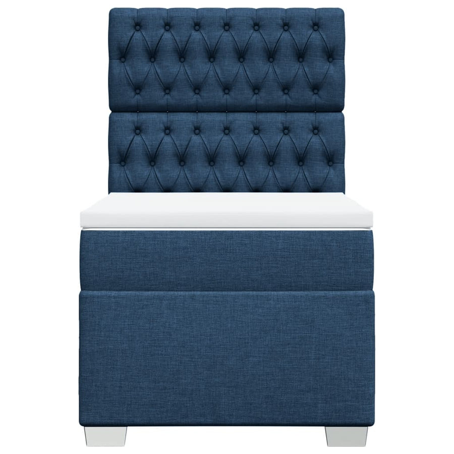 Boxspring met matras stof blauw 90x200 cm