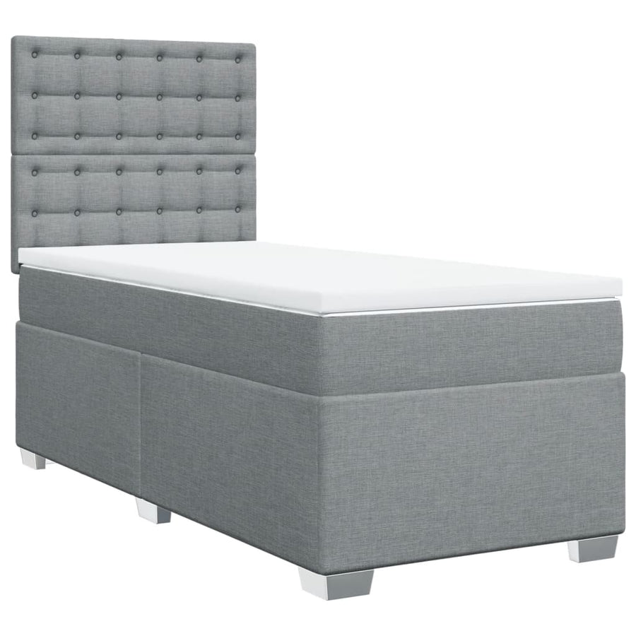 Boxspring met matras stof lichtgrijs 90x200 cm