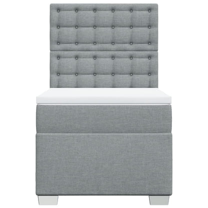 Boxspring met matras stof lichtgrijs 90x200 cm
