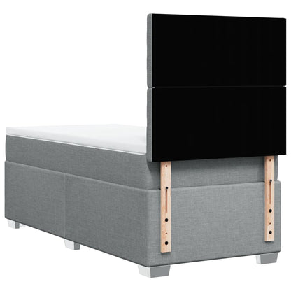 Boxspring met matras stof lichtgrijs 90x200 cm