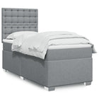 Box spring with mattress light gray fabric 90x200 cm