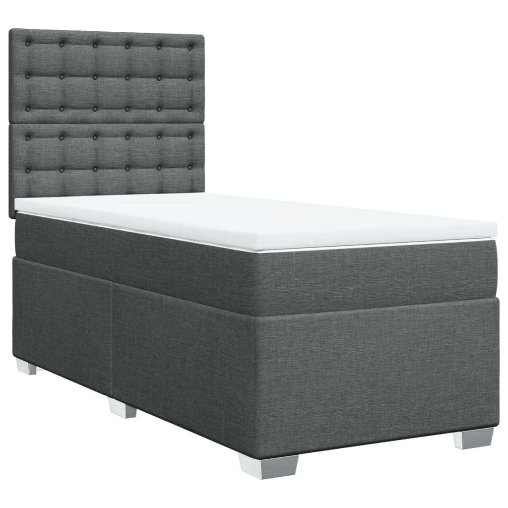 Boxspring met matras stof donkergrijs 90x200 cm