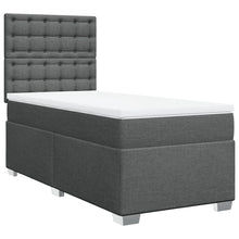 Boxspring met matras stof donkergrijs 90x200 cm