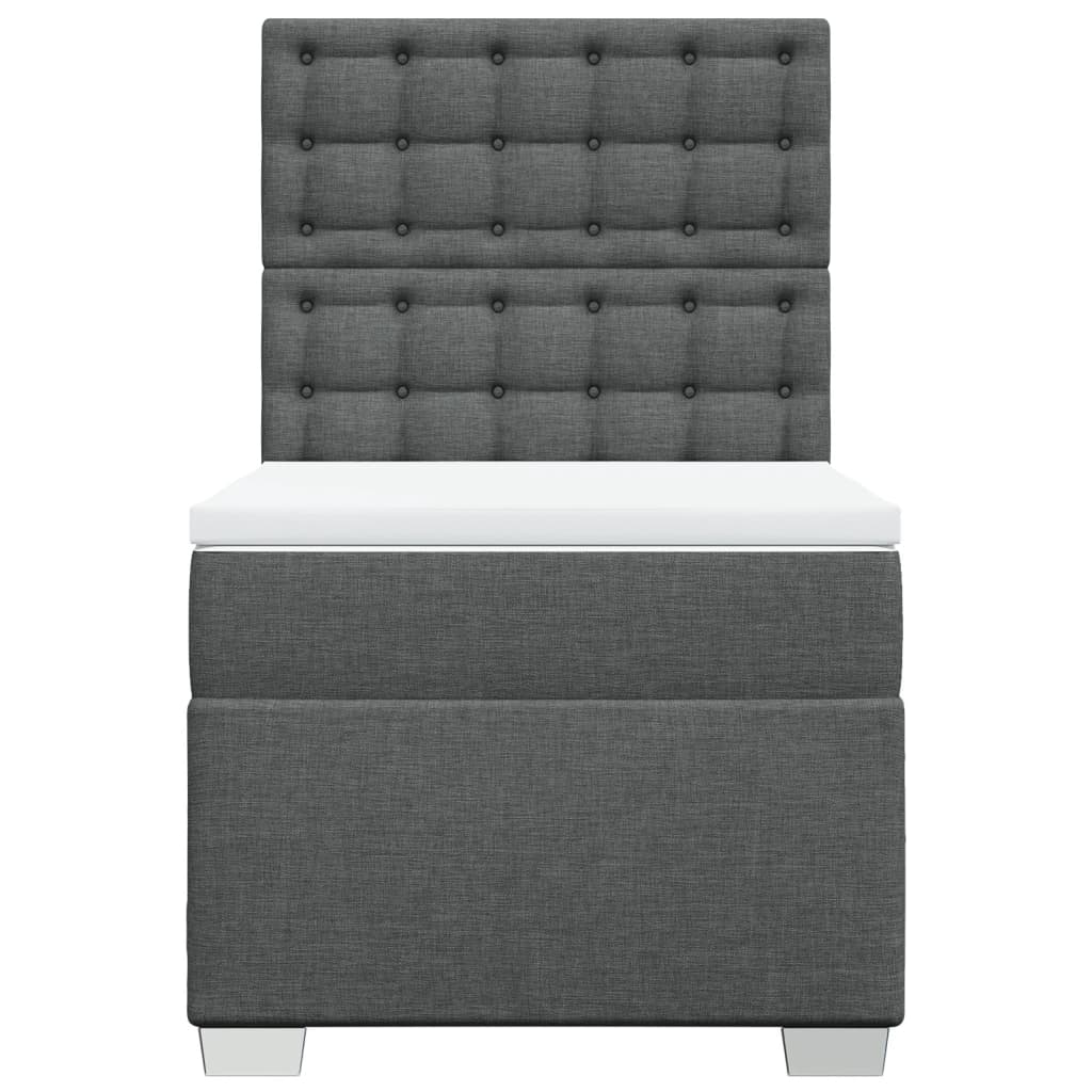 Boxspring met matras stof donkergrijs 90x200 cm