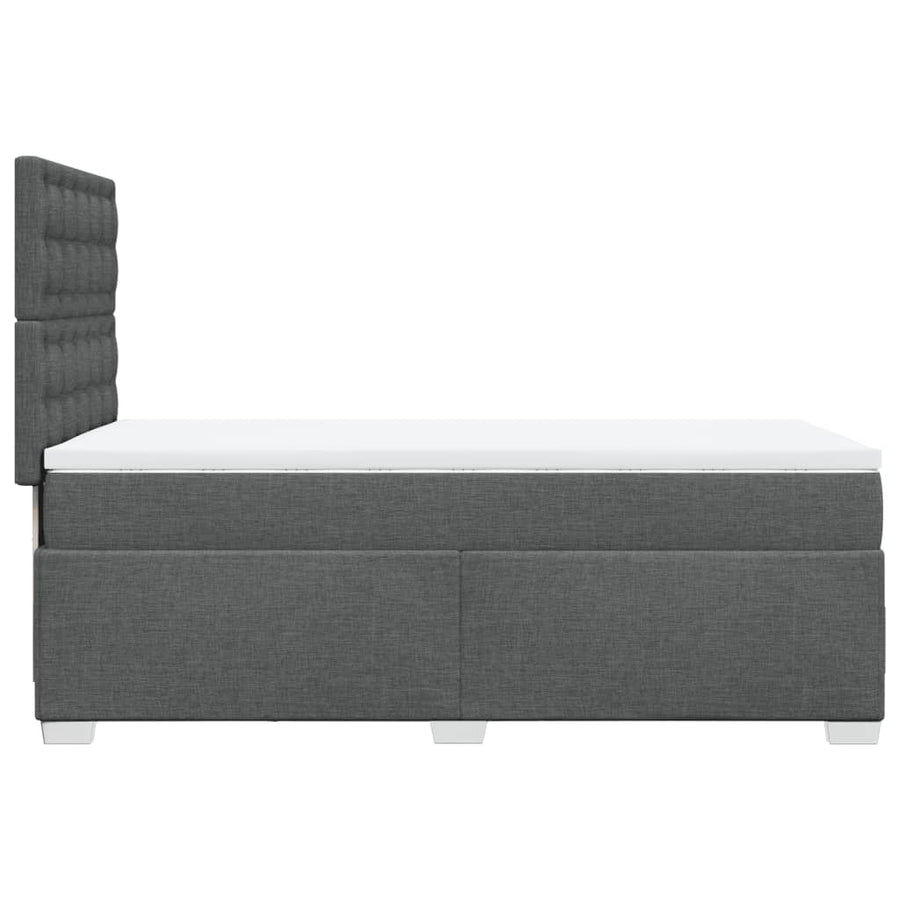 Boxspring met matras stof donkergrijs 90x200 cm