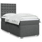 Fabric box spring with mattress dark grey 90x200 cm