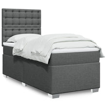 Boxspring met matras stof donkergrijs 90x200 cm