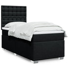 Box spring with mattress fabric black 90x200 cm