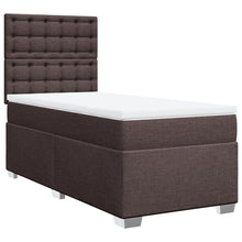 Boxspring met matras stof donkerbruin 90x200 cm