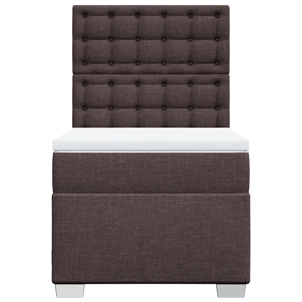 Boxspring met matras stof donkerbruin 90x200 cm