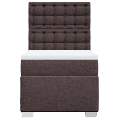 Boxspring met matras stof donkerbruin 90x200 cm