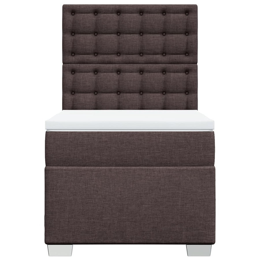 Boxspring met matras stof donkerbruin 90x200 cm