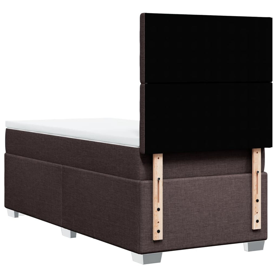 Boxspring met matras stof donkerbruin 90x200 cm