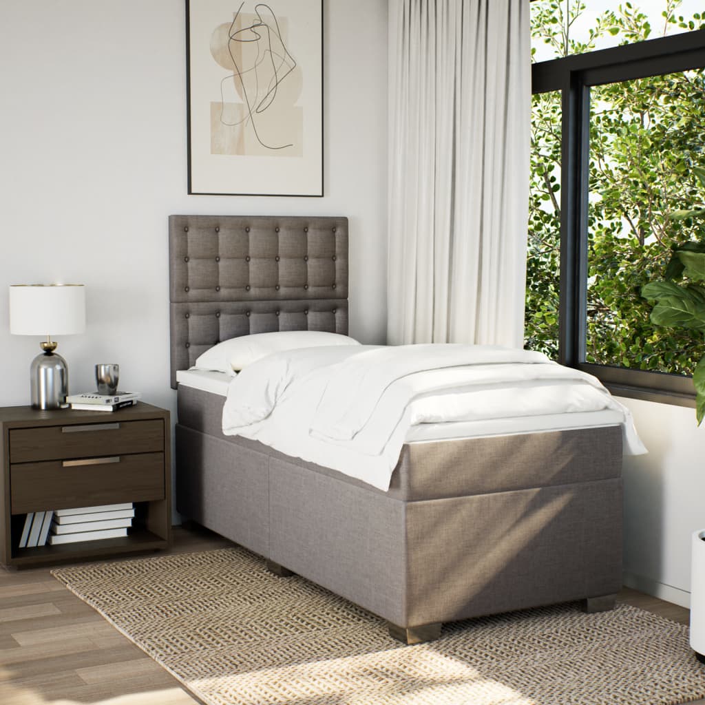 Boxspring met matras stof taupe 90x200 cm