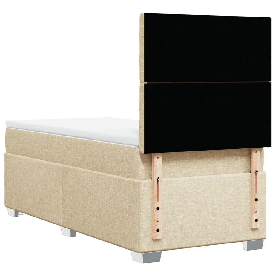 Boxspring met matras stof crèmekleurig 90x200 cm