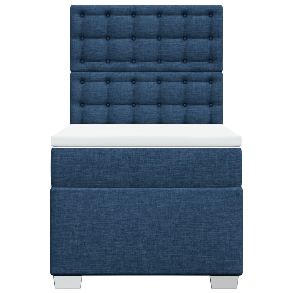 Boxspring met matras stof blauw 90x200 cm