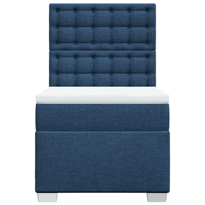 Boxspring met matras stof blauw 90x200 cm