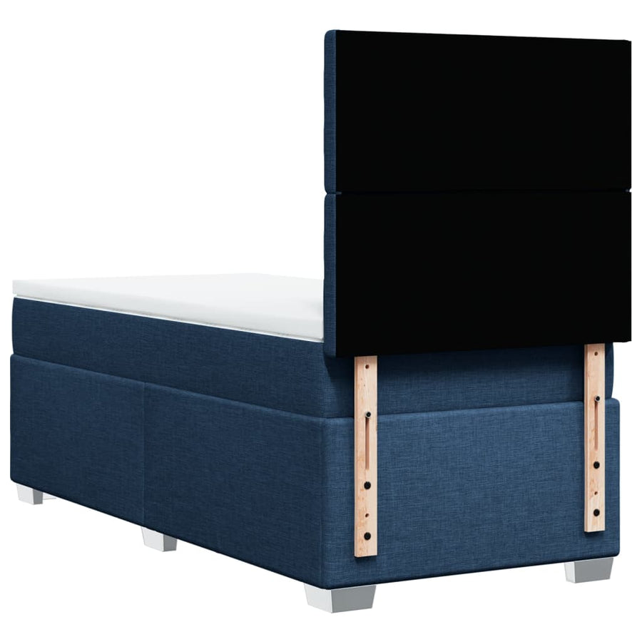 Boxspring met matras stof blauw 90x200 cm