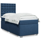 Boxspring met matras stof blauw 90x200 cm