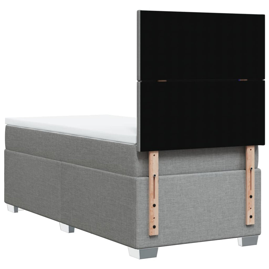 Boxspring met matras stof lichtgrijs 100x200 cm