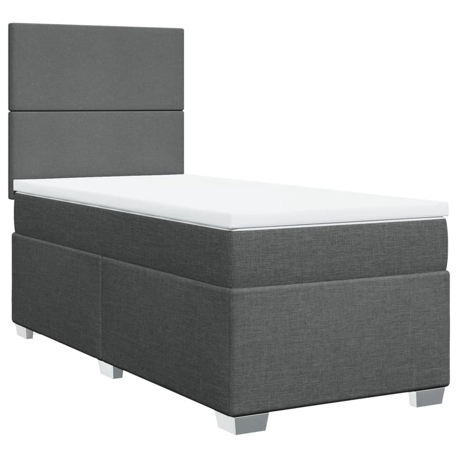 Boxspring met matras stof donkergrijs 100x200 cm